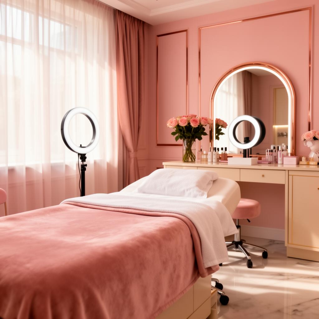 Studio Dara C Lashes — calm blush and rose gold interior